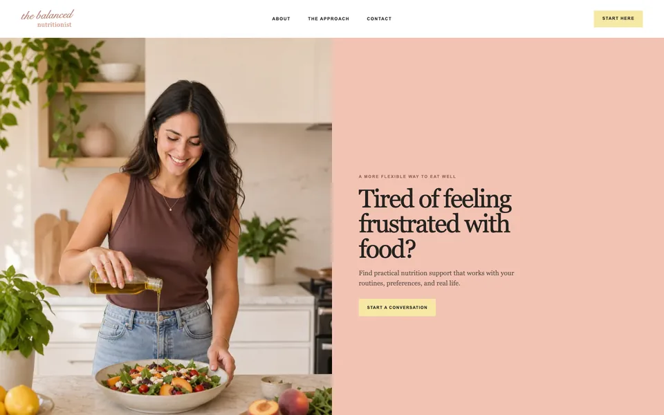 Nutritionist website template preview